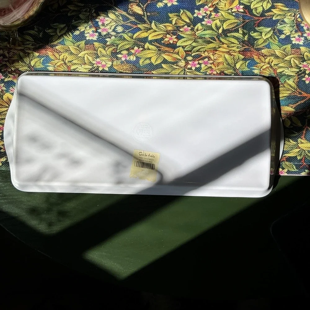 Sur La Table Red Rooster Melamine Handled Serving Tray